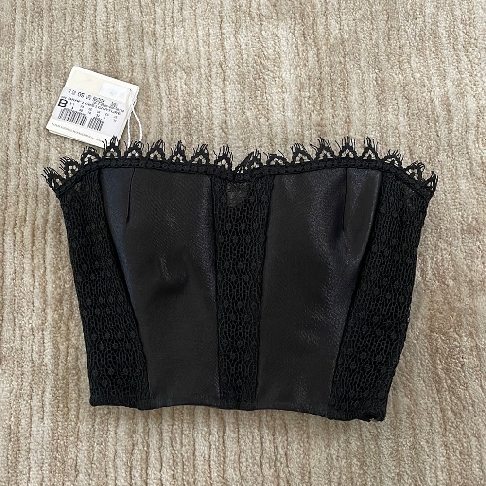 La Perla NWT Seta/Silk bra corset with lace detailing in black size 32B
